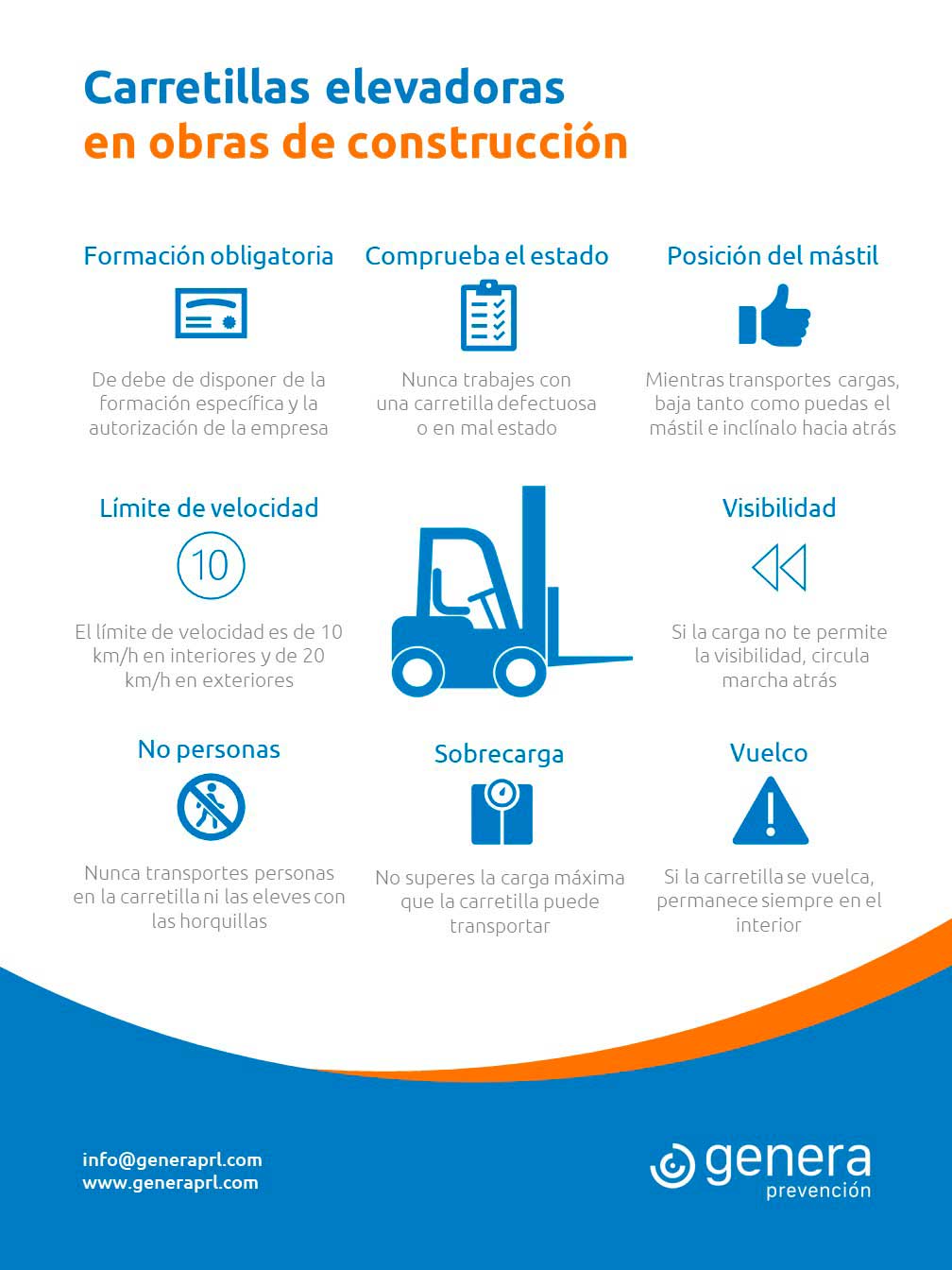 Cartel de carretillas elevadoras en obras de construcción